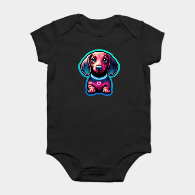 miniature Dachshund Wiener dog artistry Baby Bodysuit by IamActiveDog